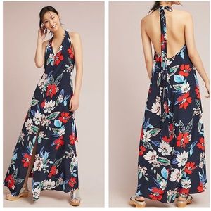 Yumi Kim 100 Silk Open Back Maxi Floral Slit Dress Small